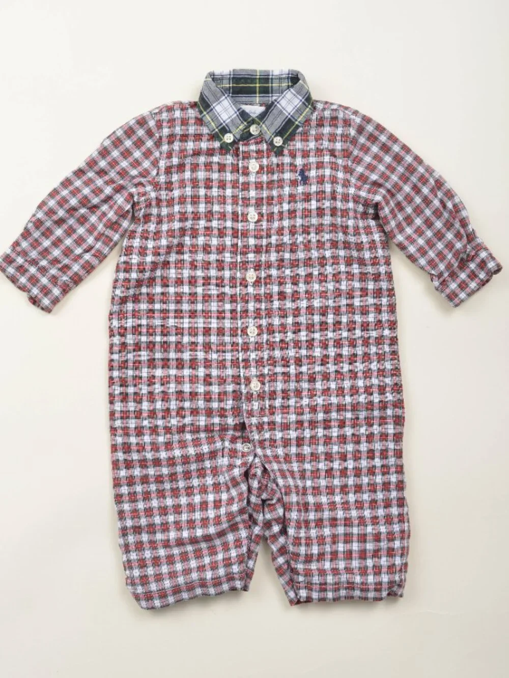 Ralph Lauren Plaid Jumper Footie Sleeper Baby Boy Bundle 3 piece